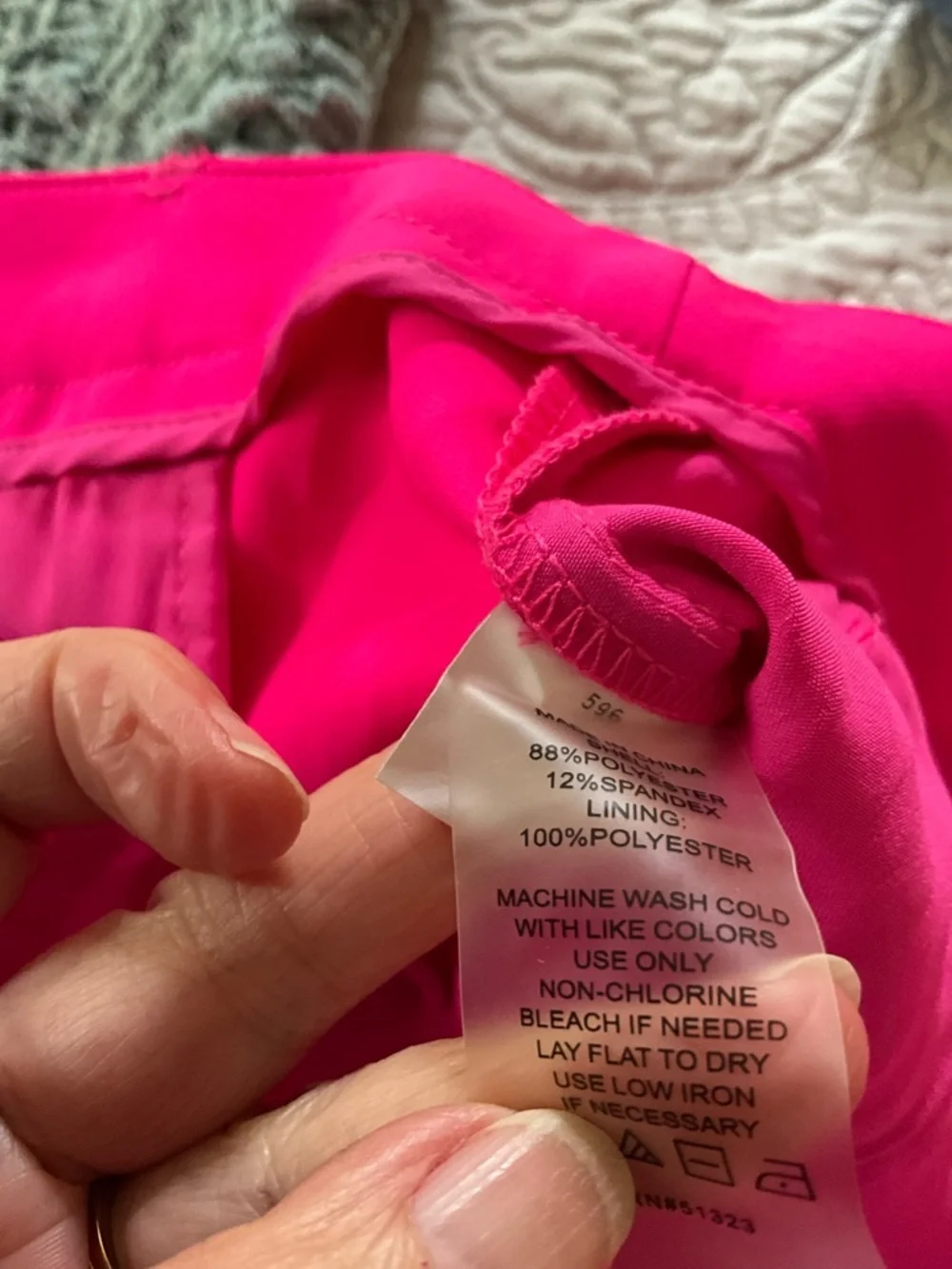 Vince Camuto Hot Pink Slim Leg Cuffed Ankle Trousers 14
